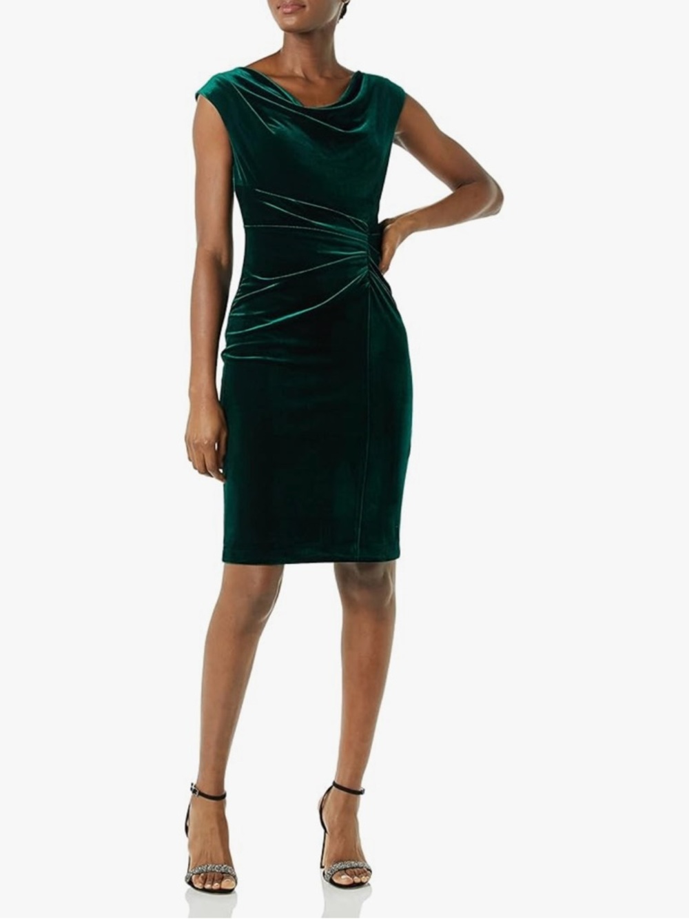Vince Camuto Velvet Ruched Cocktail Dress Cowl Neck 6 Party